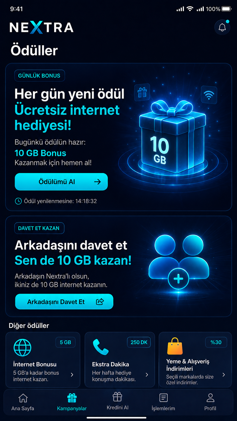 NEXTRA ödüller ekranı
